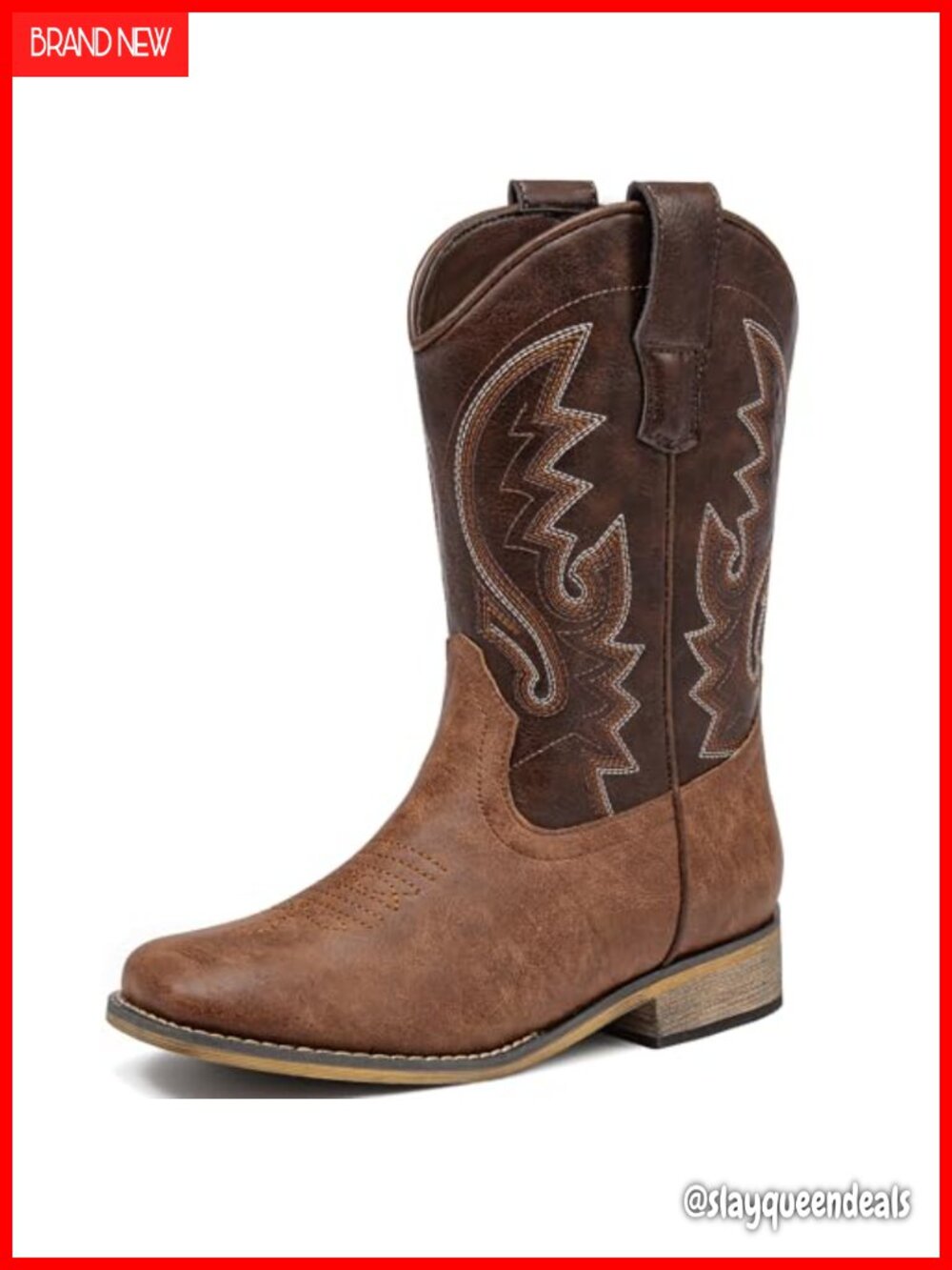 Boys Western Cowboy Boots Pull-On Square Toe Durable Kids